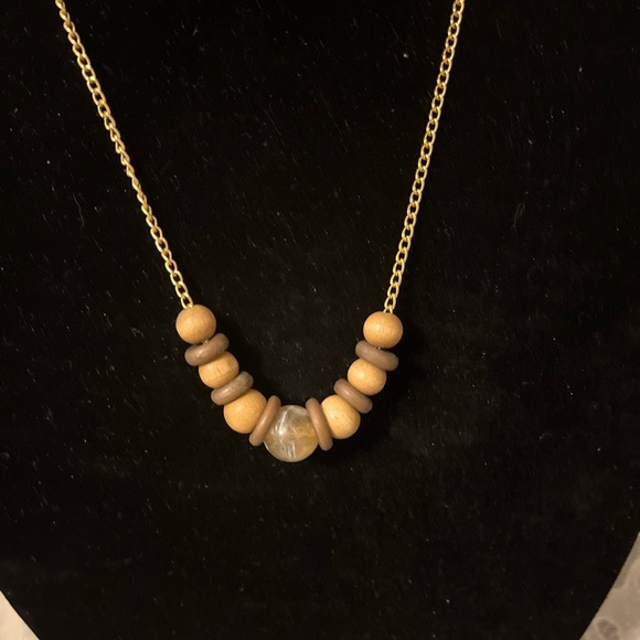 Vintage Gold and Brown Beaded Necklace - Picture 1 of 7